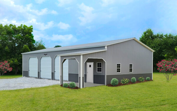 Metal workshop with 3 garages & Porches